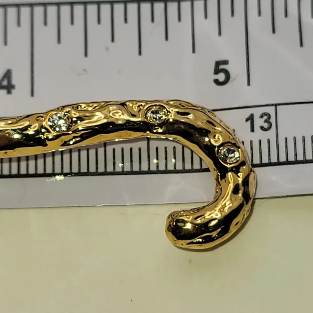 Vintage Gold-Tone Panther Brooch Green Rhinestone Eyes & Clear Rhinestones
